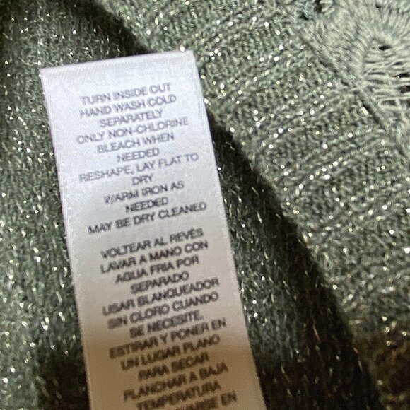 NWT Chico's Lucy Lace Body Poncho Sweater Green Gold Metallic Open Front L/XL - Picture 11 of 13